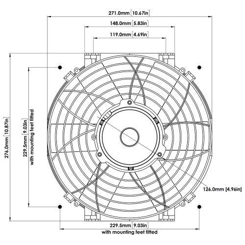 12 High Power Electric / Thermatic Fan (12V) (Part #0155) (Davies Craig